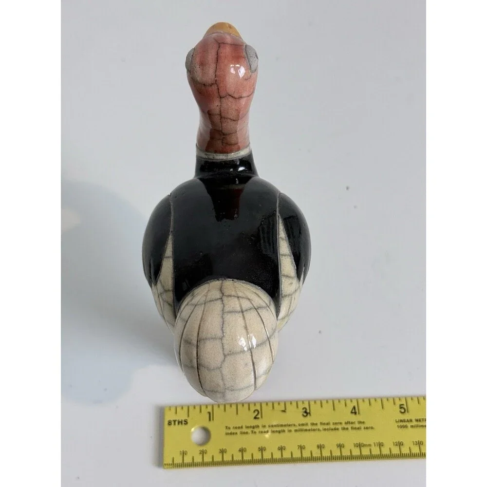 Raku Art Pottery Figurine Ostrich Signed Handcrafted South Africa